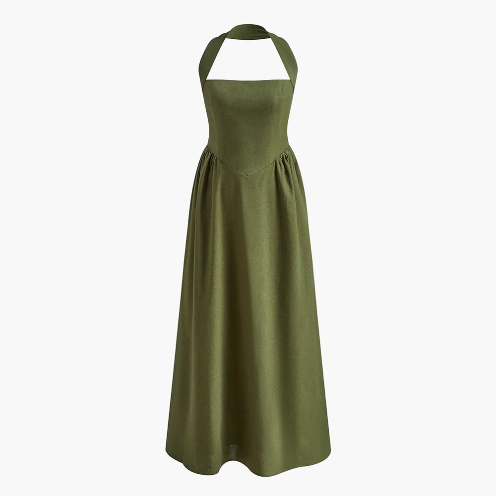Commense Olive Green Maxi Dress